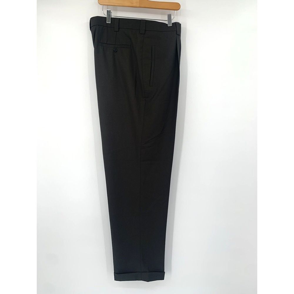 Perry Ellis Portfolio Olive Green‎ Pleated w/Leg Hem Mens Dress Pants Size 38/34 - Picture 8 of 9